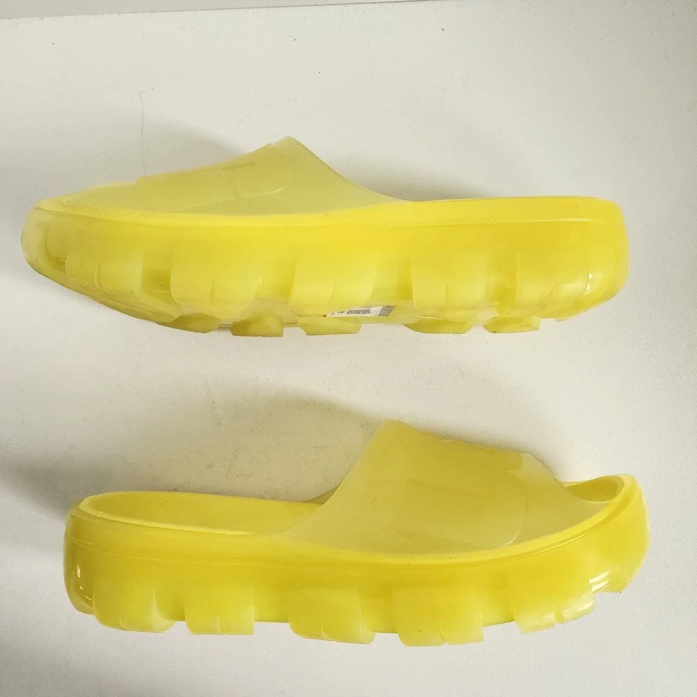 UGG Women's Size 8 Jella Clear Slide Neon Bright Yellow Translucent Sandal Slide